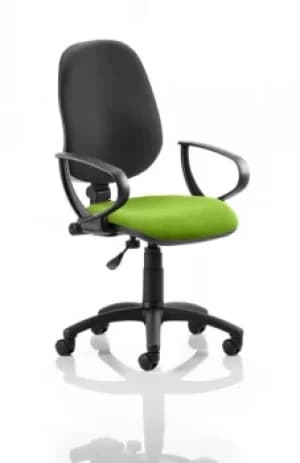 Eclipse I Lever Task Operator Chair Black Back Bespoke Seat With Loop Arms In Lime