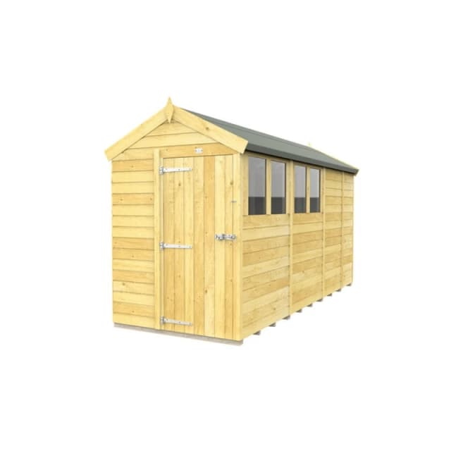 Buttercup Farm 5 x 13 Feet Apex Shed - Single Door W/ Windows - L387 x W147 x H217cm in Brown Brown Unisex