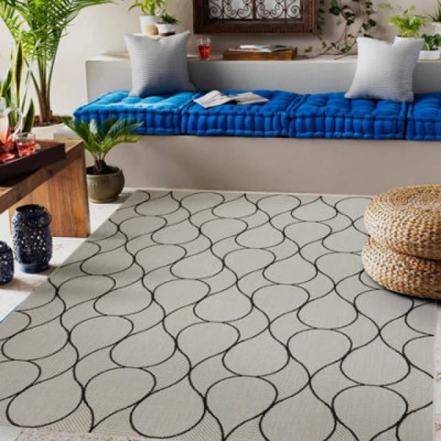 RugsX Carpet Sisal Flat 49379960 Drops Cream / Black 80X150 Cm