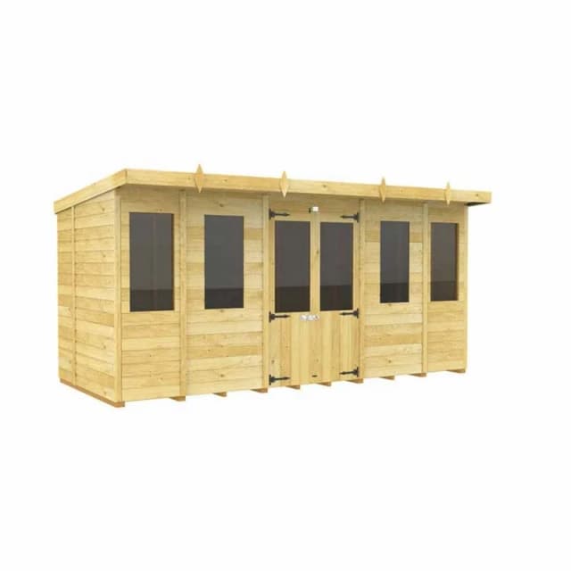 Buttercup Farm 14ft x 6ft Pent Summer House - Wood - L178 x W417 x H201cm in Brown Brown Unisex