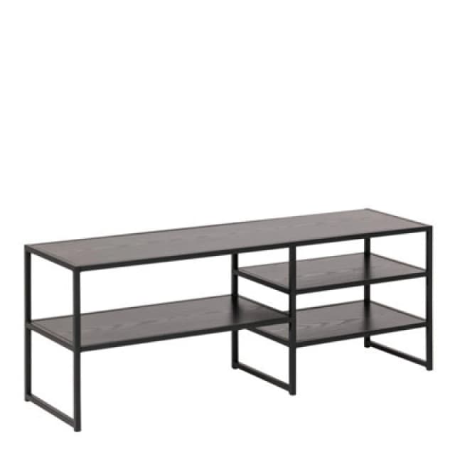 Furniture To Go Seaford Black Metal Open TV Unit with 3 Black Shelves Black
