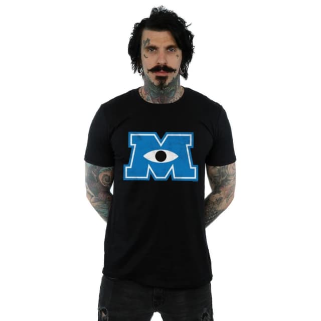 Disney Men Monsters University Monster M T-Shirt in Black Size: Small Black S Male 5059568056979