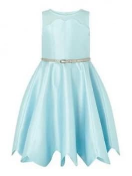 Monsoon Girls Shelley Scalloped Hem Dress - Pale Blue