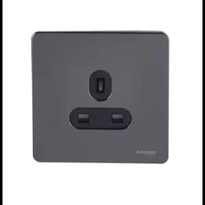 Schneider USFP 13A Single Pole 1G Unswitched Socket Black Insert Black Nickel - GU3450BBN