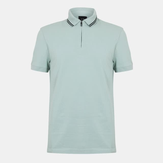 Armani Exchange Mens Short Sleeve Polo Shirt Aqua Grey male S