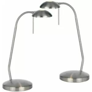 2 pack Touch Dimmer Table Lamp Light Satin Chrome & Adjustable Neck Reading