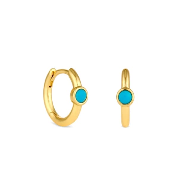 Inicio 14K Gold Plated Recyc Stone Hoops - Gift Pouch Hoop Earrings One Size Gold 87947510000