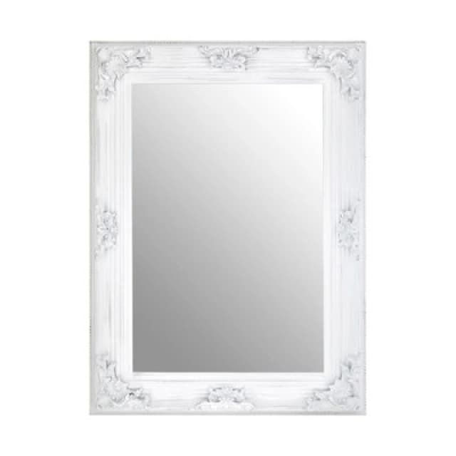 Orsina Antique White Wall Mirror With Wood Frame,mirror With Hooks For Landscape Or Portrait Display,slim Mirror