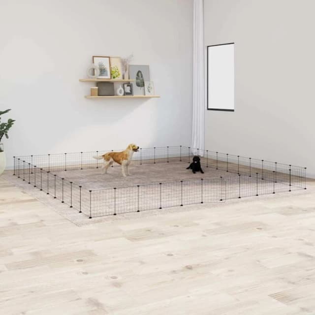 VIDAXL 44-Panel Pet Cage with Door Black 35x35cm Steel Vidaxl 8720287190554