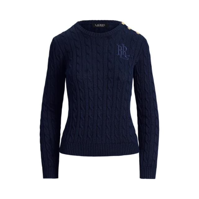Montiva Cotton Jumper in Cable Knit with Crew Neck