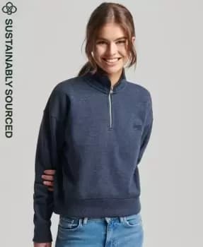 Superdry Womens Organic Cotton Vintage Logo Henley Sweatshirt Navy / Vintage Navy Marl - Size: 12