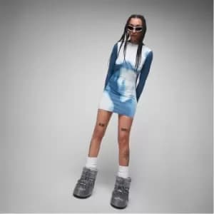 Missguided Body Print High Neck Mini Dress - Blue