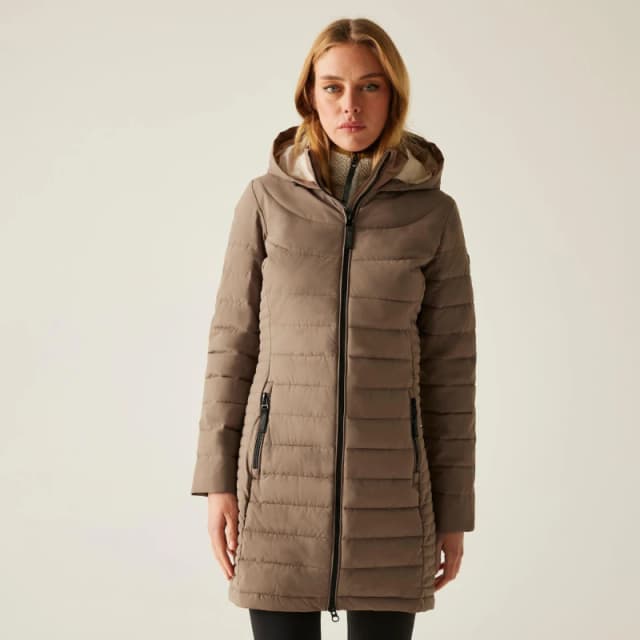 Womens long hooded down jacket Regatta Andria Marron Female 42