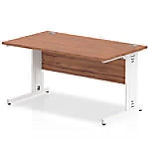 Impulse 1400/800 Rectangle White Cable Managed Leg Desk Walnut