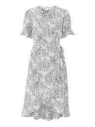 Yumi White Animal Print 'Deliah' Midi Dress - 8