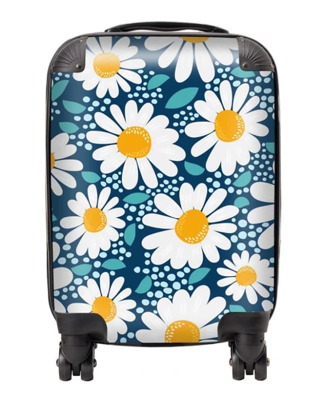 Warren Reed - Designer Camomile Flowers Suitcase in Blue Size: Large Blue Unisex Large