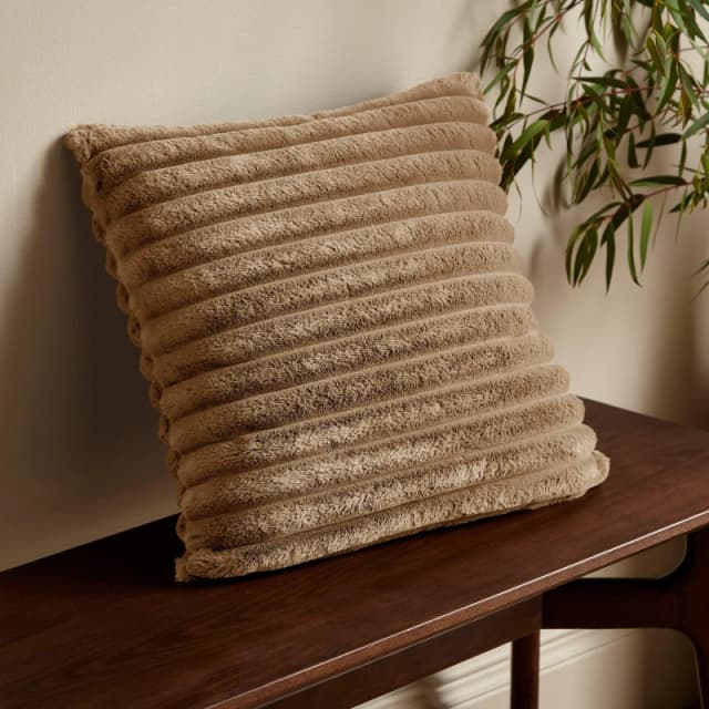Catherine Lansfield Cosy Ribbed Cushion Natural 45X45 MN30407