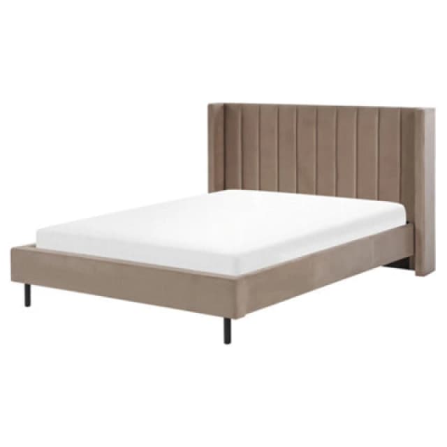 Beliani Bed Velvet Villette 160 X 200 Cm (Eu King Size) Taupe