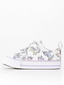 Converse Infant Chuck Taylor All Star Easy-On Unicorns - White/Print, White/Purple, Size 5