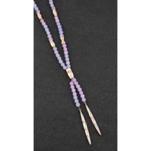 Beadz Rose Gold Plated Modern Half Bead Necklace Pink