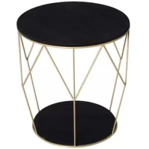 Homcom Side Table With Storage Black And Gold