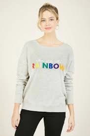 Yumi Grey Rainbow Knitted Jumper - S