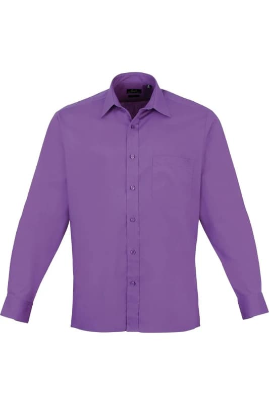 Premier Premier Men Poplin Long-Sleeved Formal Shirt in Violet Violet One Size Male 5054171866984