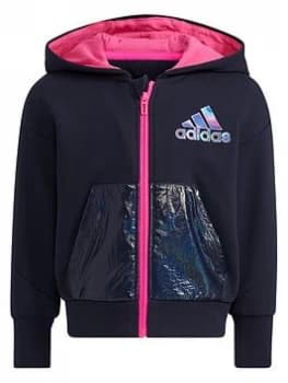 adidas Kids Girls French Terry Knit Jacket - Navy, Size 18-24 Months, Women