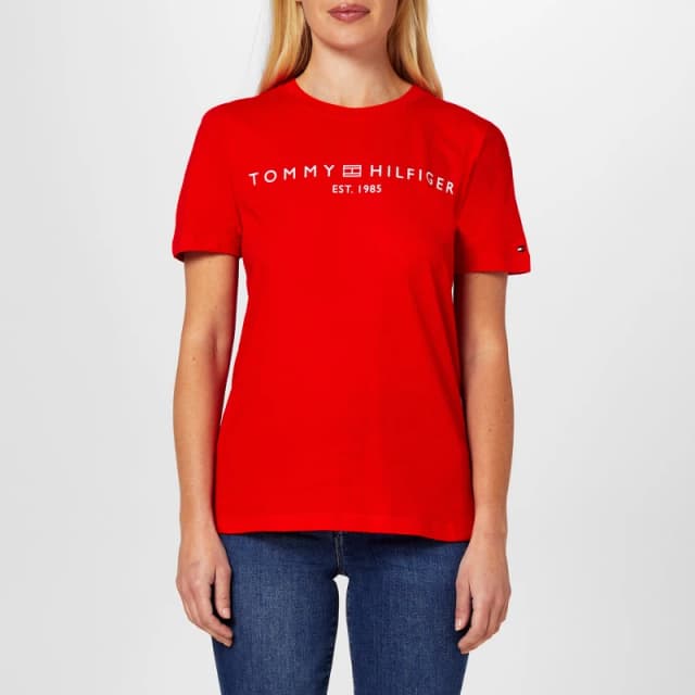 Tommy Hilfiger Womens Corp Logo T-Shirt Fierce Red female 6 (2XS)