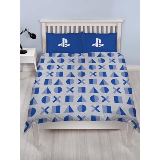 Playstation Layer Rotary Marl Duvet Cover Set in Blue Size: Double Blue Unisex Double