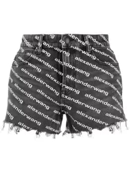 ALEXANDER WANG WOMEN Logo Bite Shorts Grey