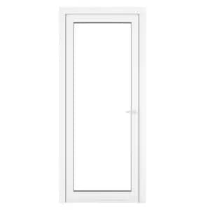 Crystal uPVC Clear Single Door Full Glass Left Hand Open 890mm x 2090mm Clear Glazing - White
