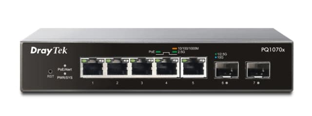 Draytek DrayTek PQ1070x Managed L2 2.5G Ethernet (100/1000/2500) Power over Ethernet (PoE) Black VSPQ1070X-K