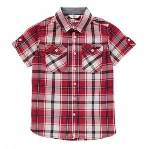 Lee Cooper Short Sleeve Check Shirt Junior Boys - Red/White/Black