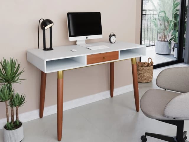 Flair Edelweiss Desk in White White Unisex