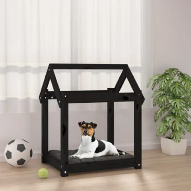 VIDAXL Dog Bed Black 61x50x70cm Solid Wood Pine Vidaxl 8720287206989