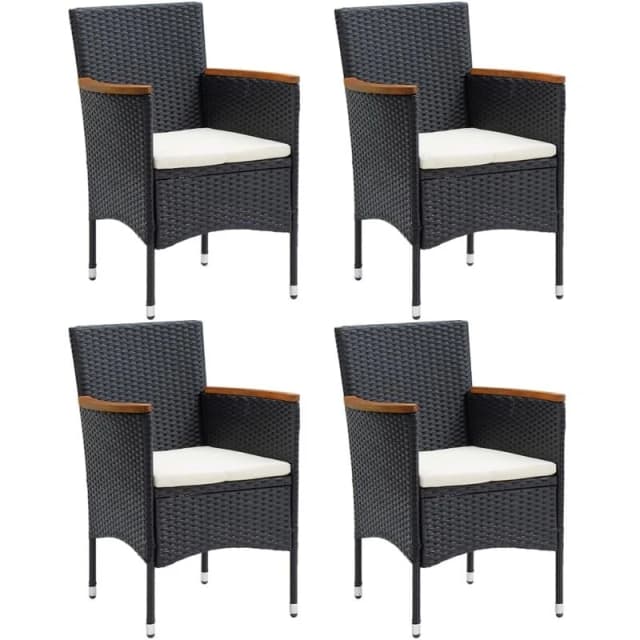 VIDAXL Garden Dining Chairs 4 pcs Poly Rattan Black Vidaxl 8720286917848