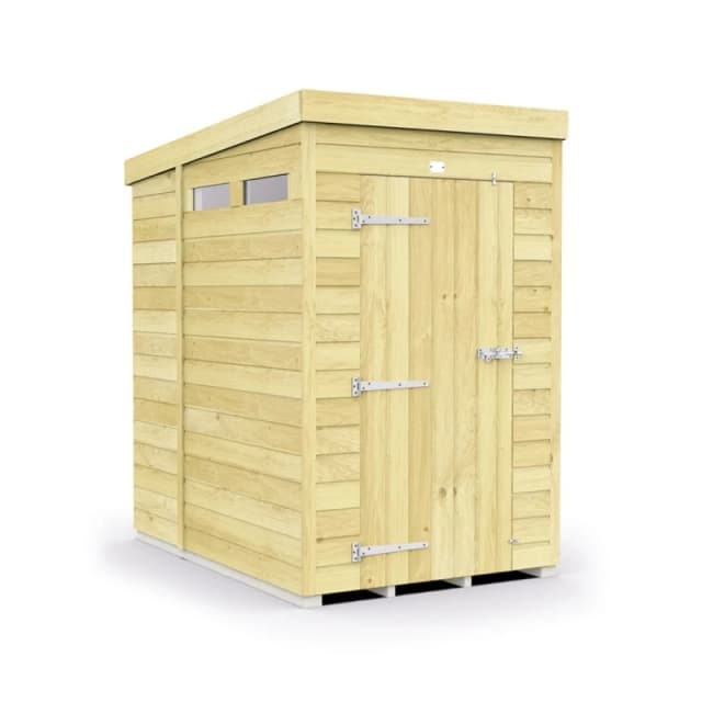 Buttercup Farm 4 x 7 Feet Pent Security Shed - Single Door - L214 x W127 x H201cm in Brown Brown Unisex