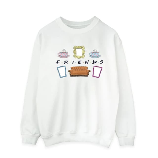 Friends Friends Men Couch Lounging Sweatshirt in White Size: Small White S Male 5063376920995