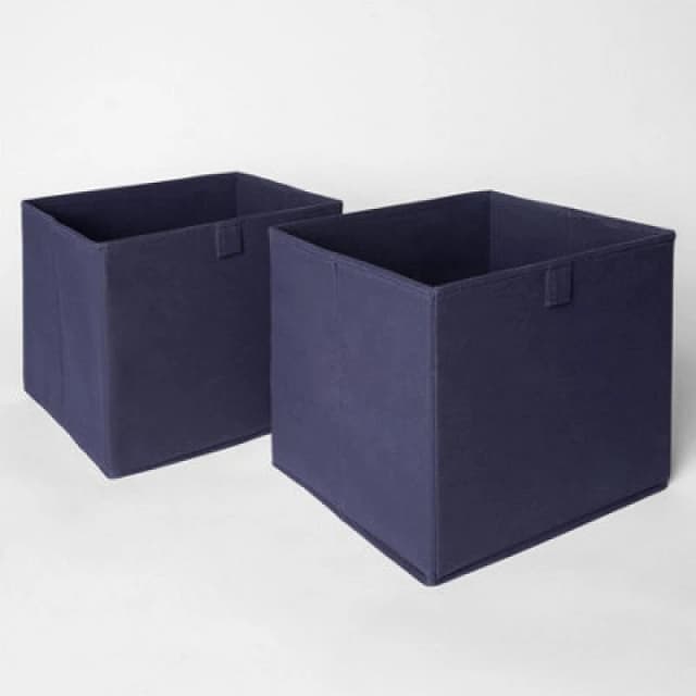 OHS OHS Pack of 2 Plain Folding Cube Storage Boxes in Navy Navy One Size Unisex 5027434157457