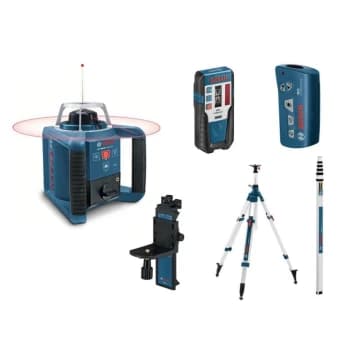GRL 300 HV Professional Rotational Laser Level Set Including LR1 Reciever, Building Tripod BT300 & Measuring Rod GR240 - 0 615 994 03Y