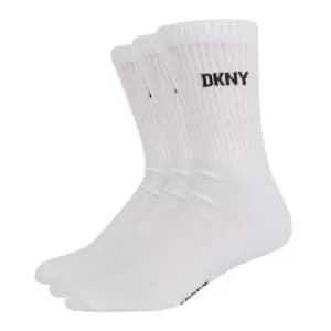 DKNY Ribbed 3 Pack Socks - White