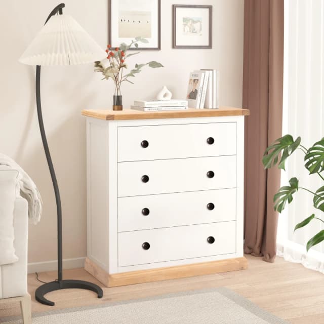 Cabinet Bits Trevi 4 Drawer Chest of Drawers Brass Knob in Off-White Off-White Unisex