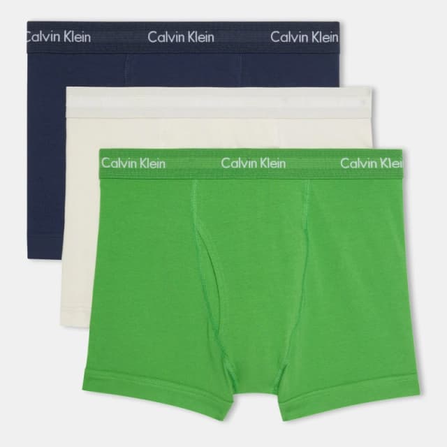 Calvin Klein 3 Pack Cotton Stretch Boxer Shorts Blu/Grn/Wht male Small