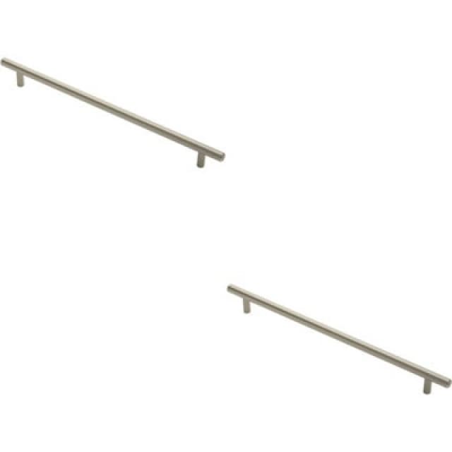 Loops 2x Round T Bar Cabinet Pull Handle 348 x 12mm 288mm Fixing Centres Satin Nickel Metallics unisex