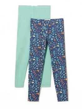 Fatface Girls Woodland Floral 2 Pack Legging - Navy