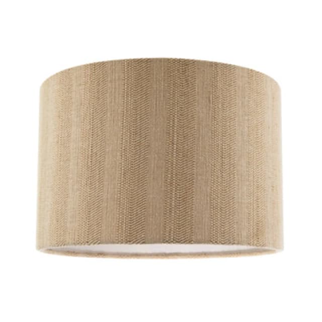 Happy Homewares Textured Oatmeal Linen Fabric Drum Lamp Shade With Taupe Cotton Lining