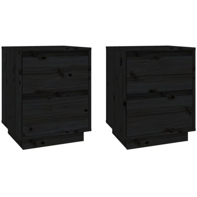 VIDAXL Bedside Cabinets 2 pcs Black 40x35x50cm Solid Wood Pine Vidaxl 8720286840214