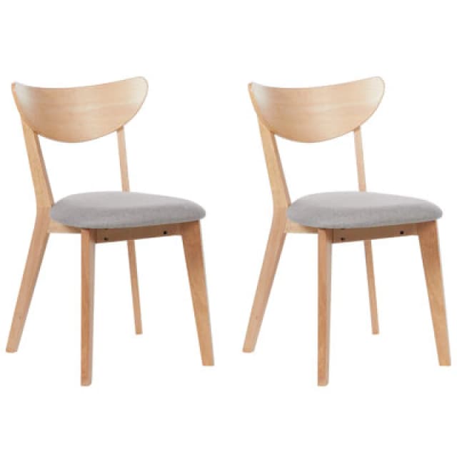 Beliani Set Of 2 Dining Chairs Erie Wood Light Brown/ Grey