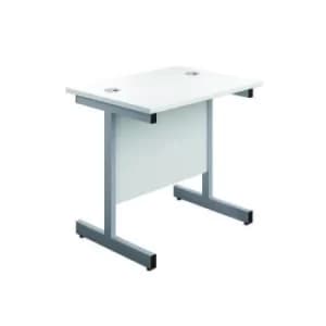 Jemini Single Rectangular Desk 800x600x730mm White/Silver KF800316